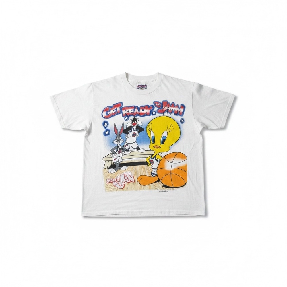 Anvil Space Jam T-Shirt Youth XL White Excellent 1996 Vintage Looney Tunes Rare